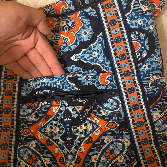 Vera Bradley Crossbody Purse Bag Blue and Orange Paisley Print Retired Design - Picture 4 of 5